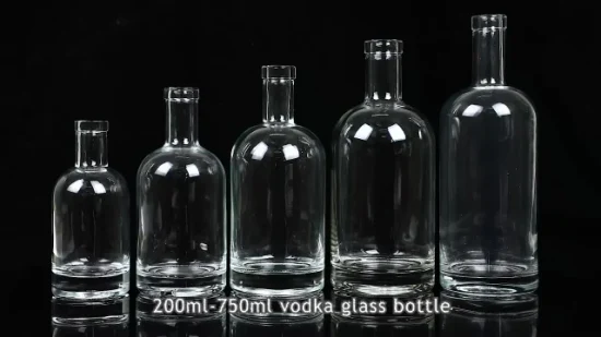 Bottiglia di vetro vuota con verniciatura offset da 375 ml, 500 ml, 700 ml, 1000 ml in stock per vino fortificato con vodka con tappo a vite in sughero polimerico